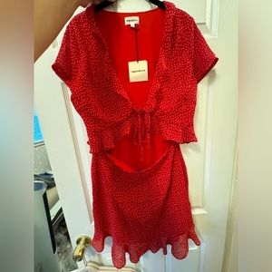 superdown Mercy Polka Dot Dress in Red NWT size large